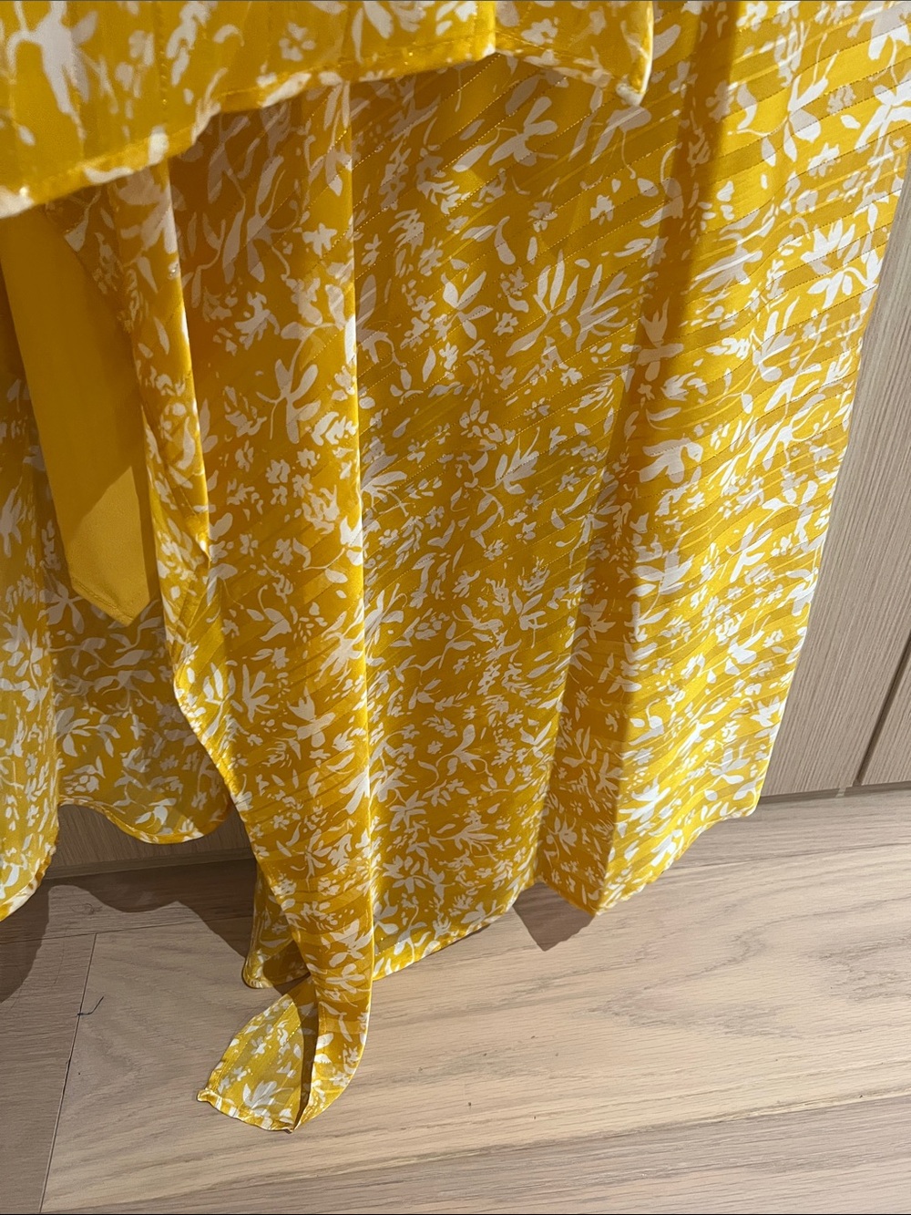 BCBGMaxAzria Yellow Floral High-Low Ruffle Dress - Picture 8 of 10
